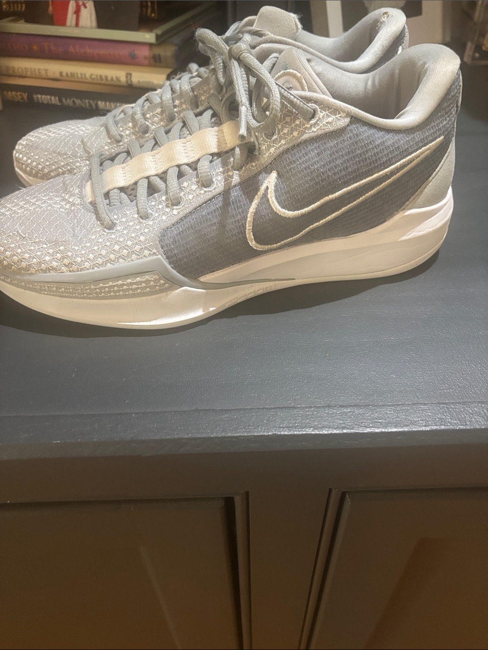 Nike React sabrina Light Gray basketball Sneakers with White Accents - Picture 1 of 9